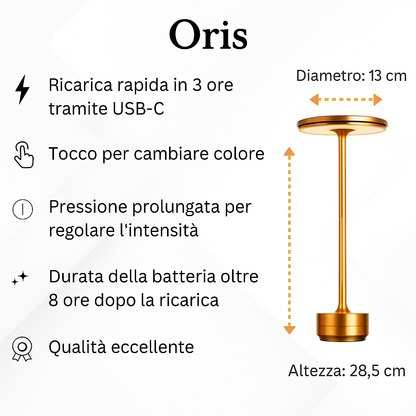 Lampada da Tavolo di Design Oris™ – Ricaricabile, Dimmerabile, USB-C